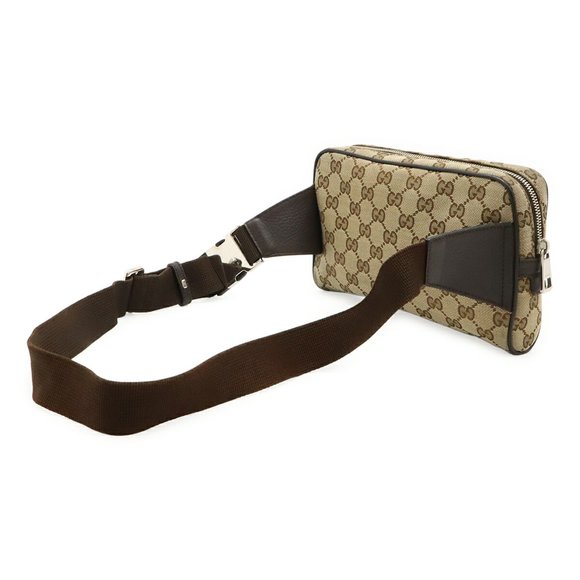 GUCCI GG Canvas Waist Bag/Body Bag/Fan Pouch in Leather (Beige, Dark Brown,